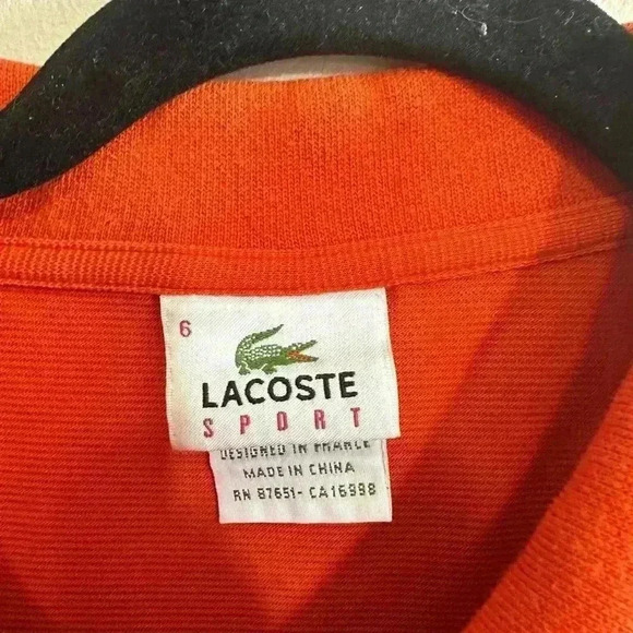 Lacoste Men’s Orange Polo - Size 6 (XL) - Picture 5 of 9